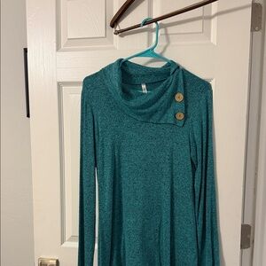 Teal Button-Accent Women's Sweater